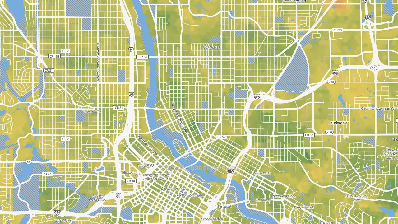 Bike Grade map of 55413, MN