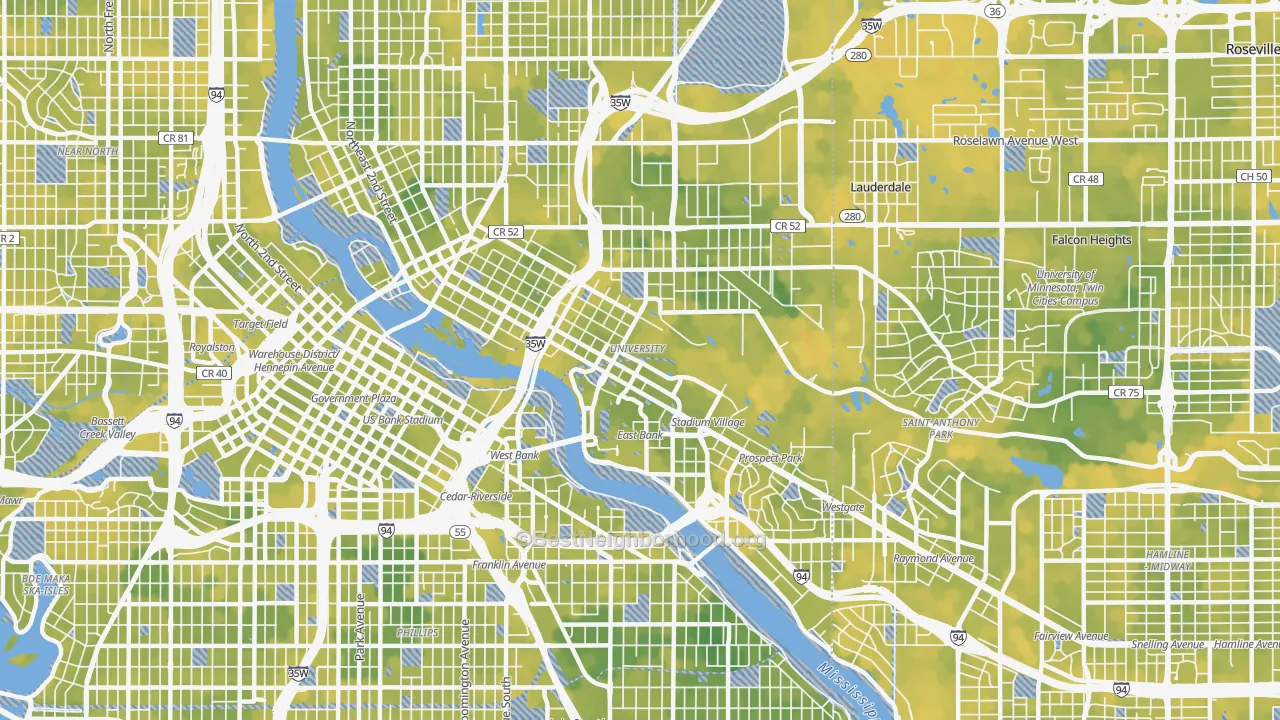 Bike Grade map of 55414, MN