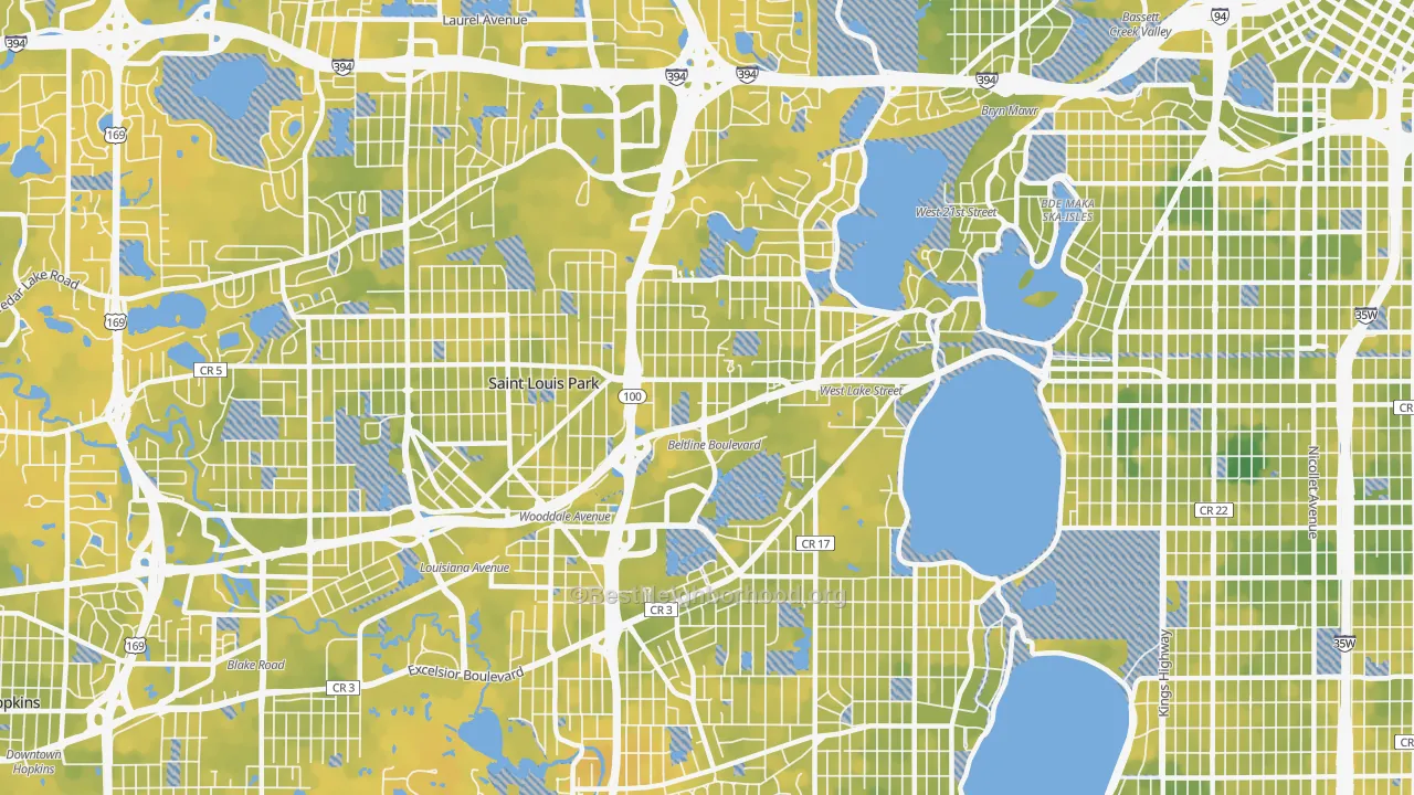 Bike Grade map of 55416, MN