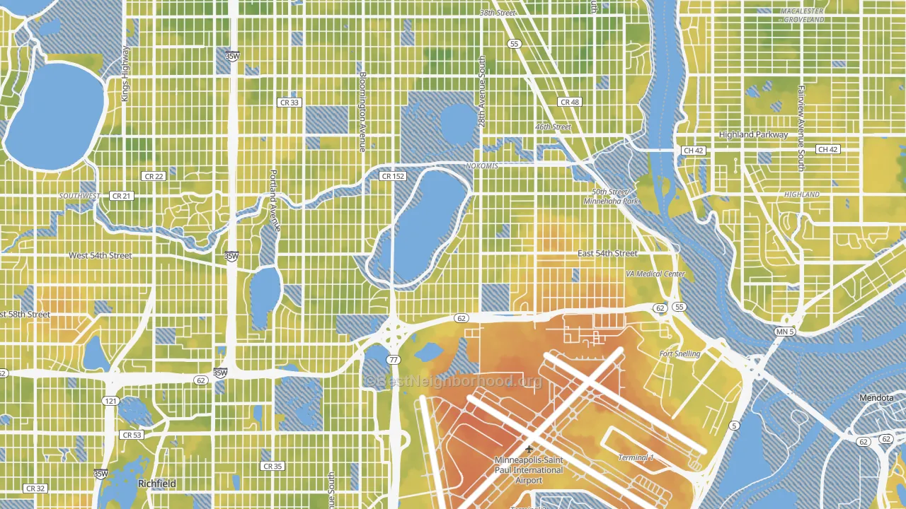 Bike Grade map of 55417, MN