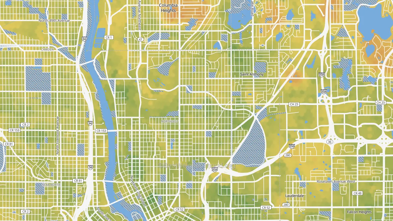 Bike Grade map of 55418, MN