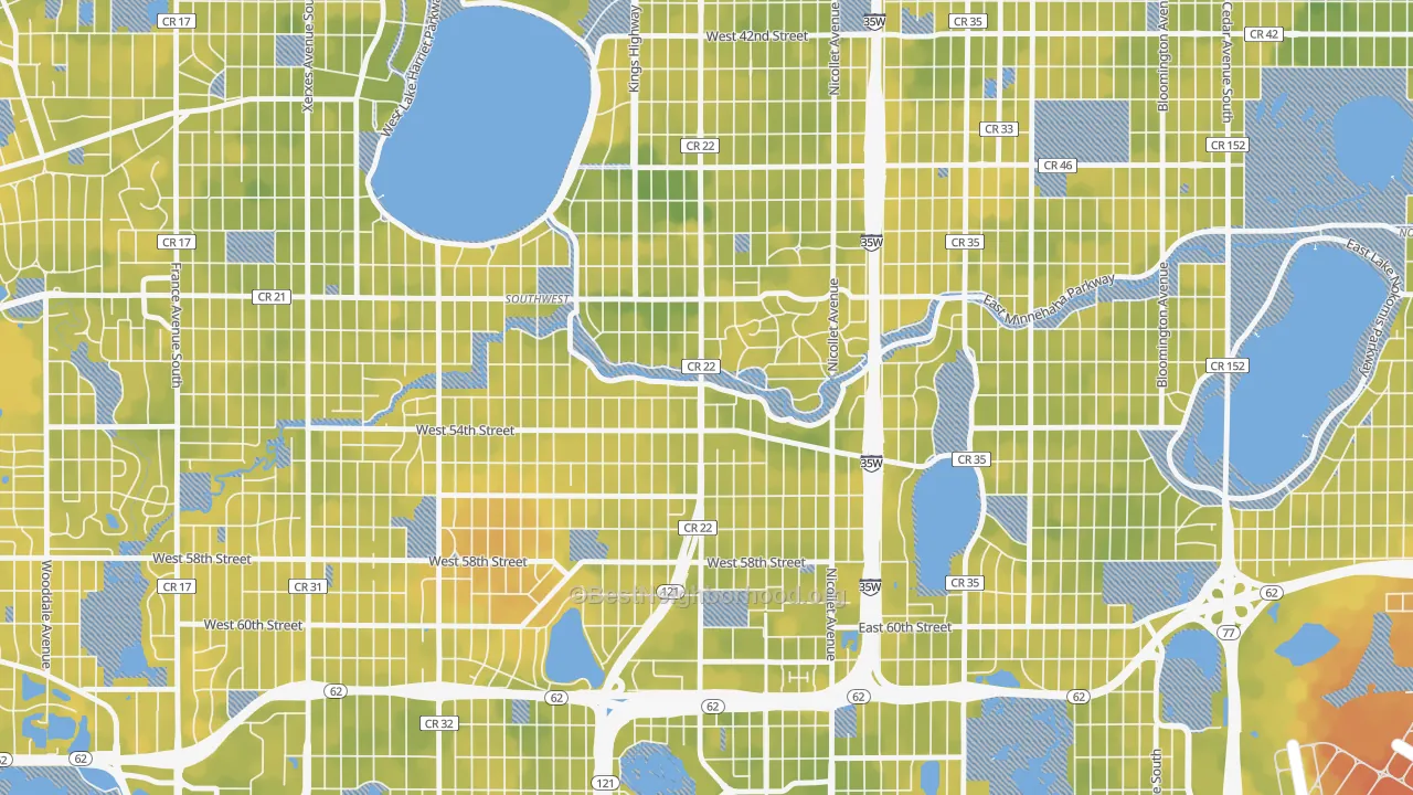 Bike Grade map of 55419, MN