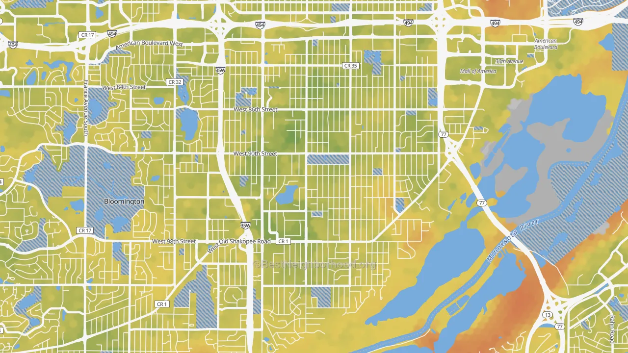 Bike Grade map of 55420, MN