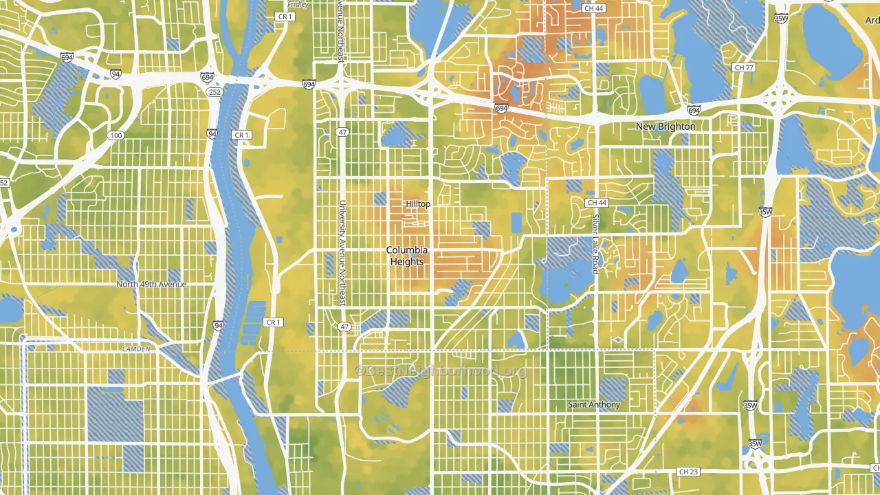 Bike Grade map of 55421, MN