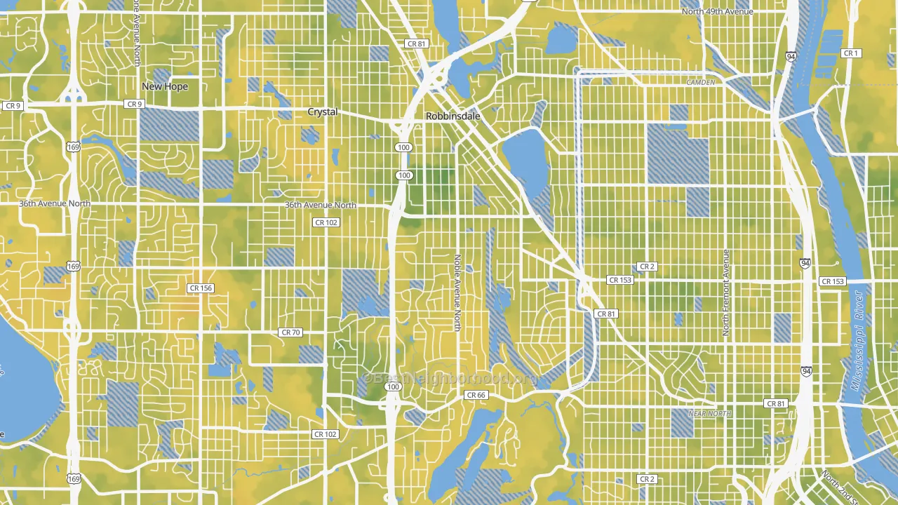 Bike Grade map of 55422, MN
