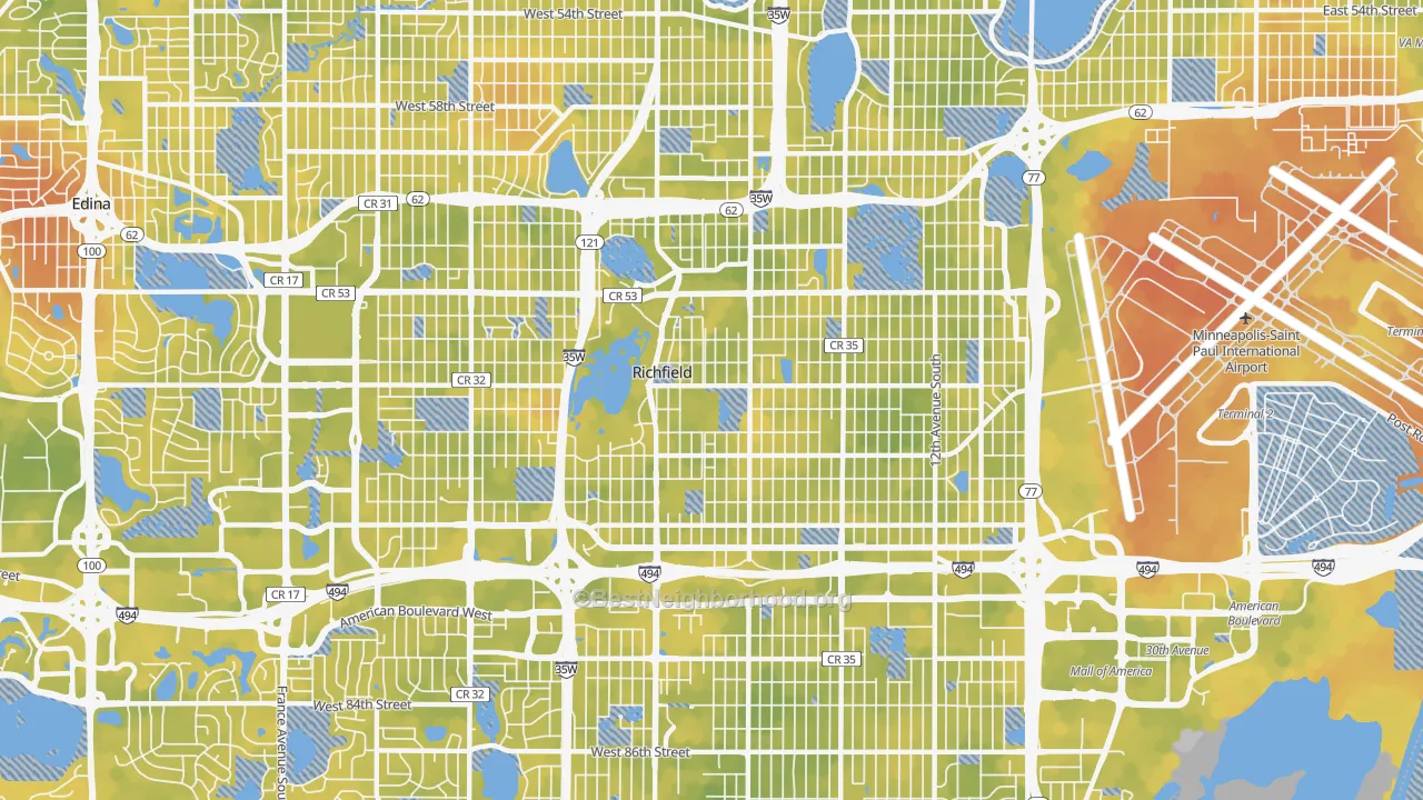 Bike Grade map of 55423, MN
