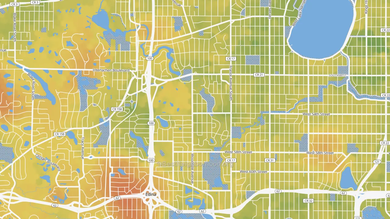Bike Grade map of 55424, MN