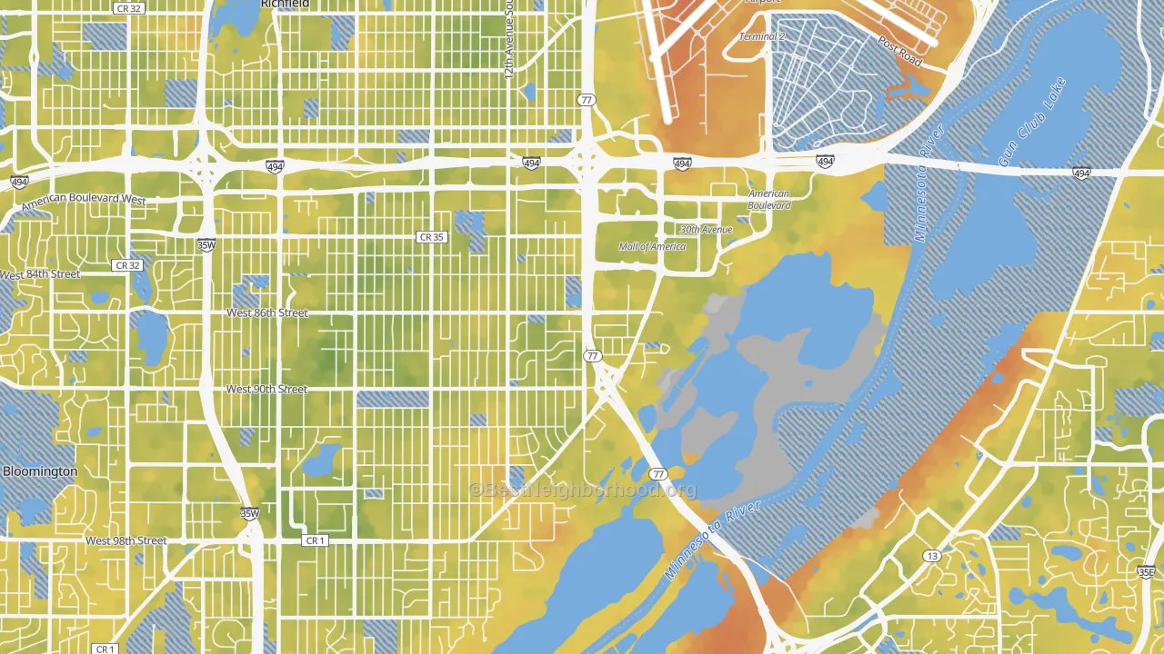 Bike Grade map of 55425, MN