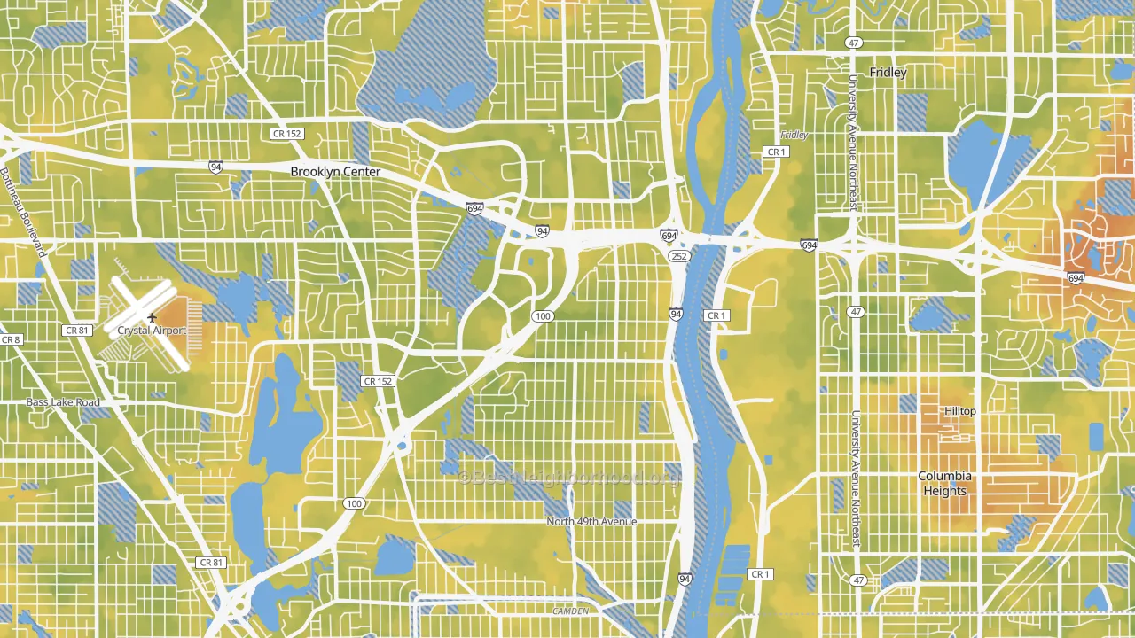 Bike Grade map of 55430, MN