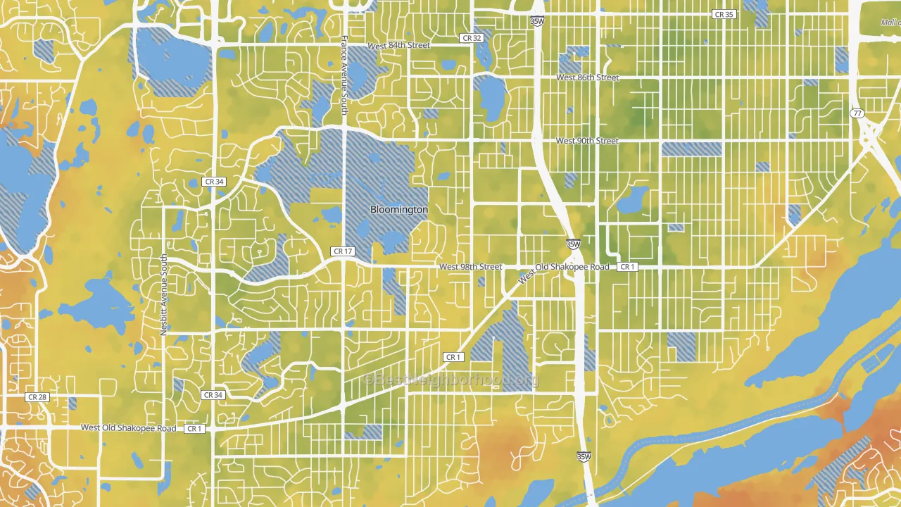 Bike Grade map of 55431, MN