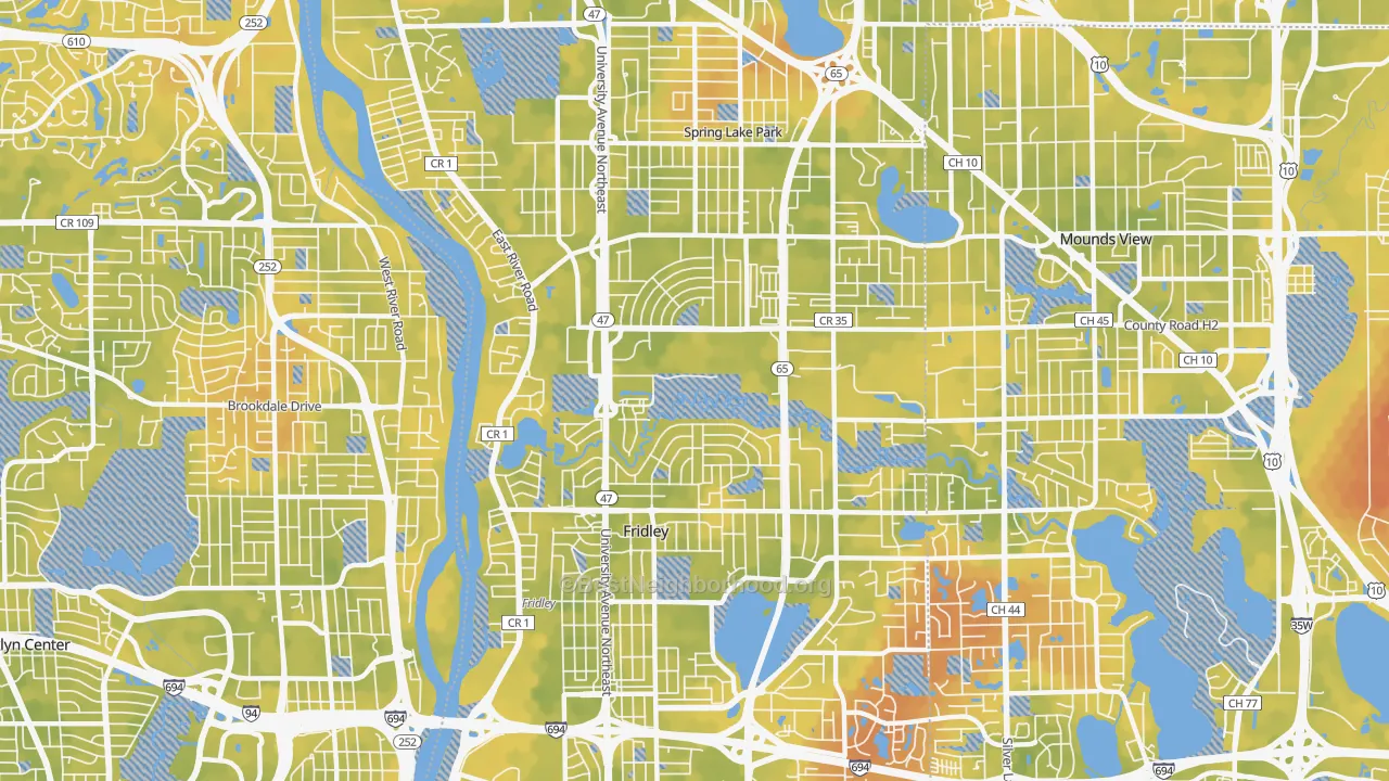 Bike Grade map of 55432, MN