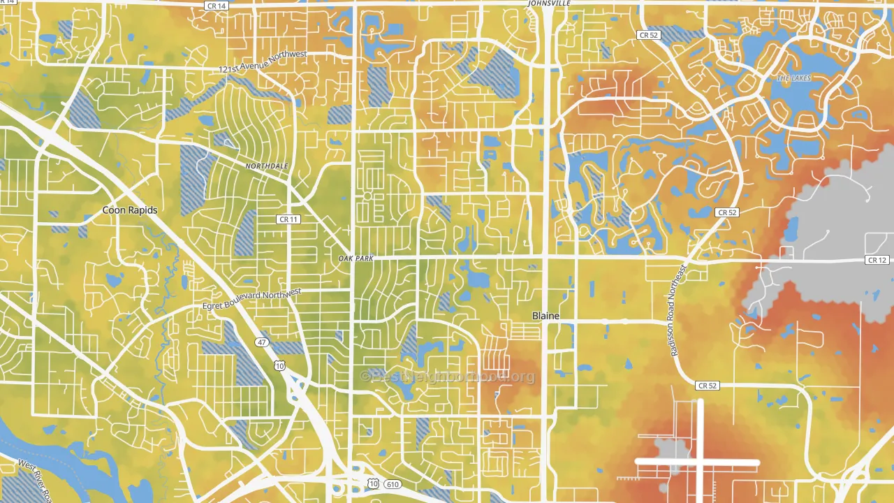 Bike Grade map of 55434, MN