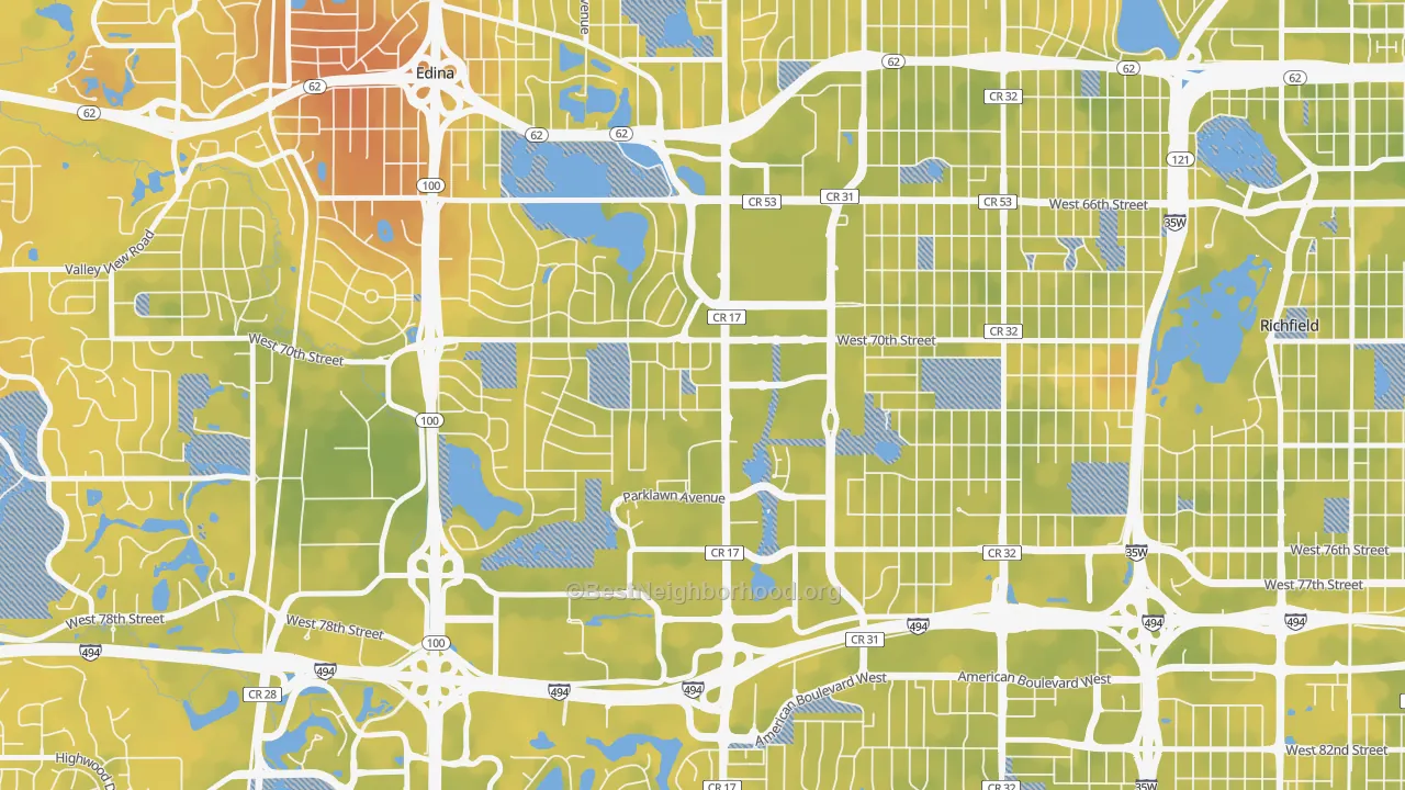 Bike Grade map of 55435, MN