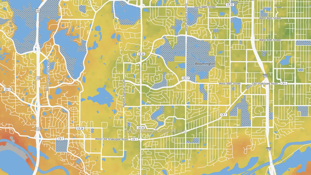 Bike Grade map of 55437, MN
