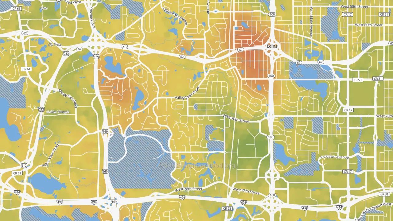 Bike Grade map of 55439, MN