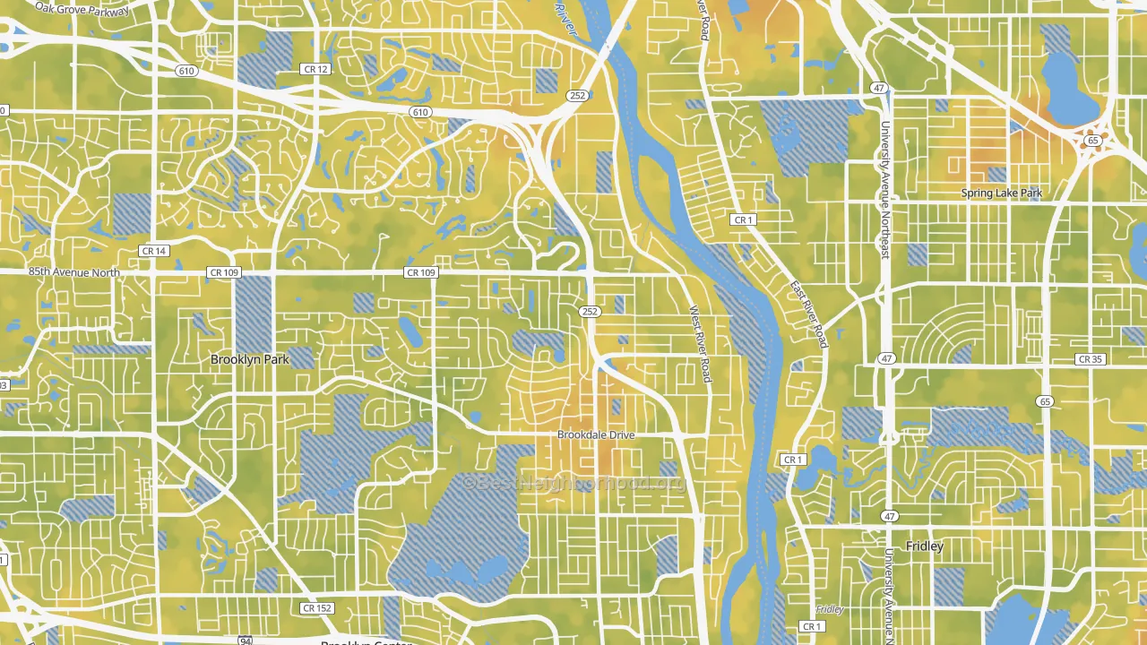 Bike Grade map of 55444, MN