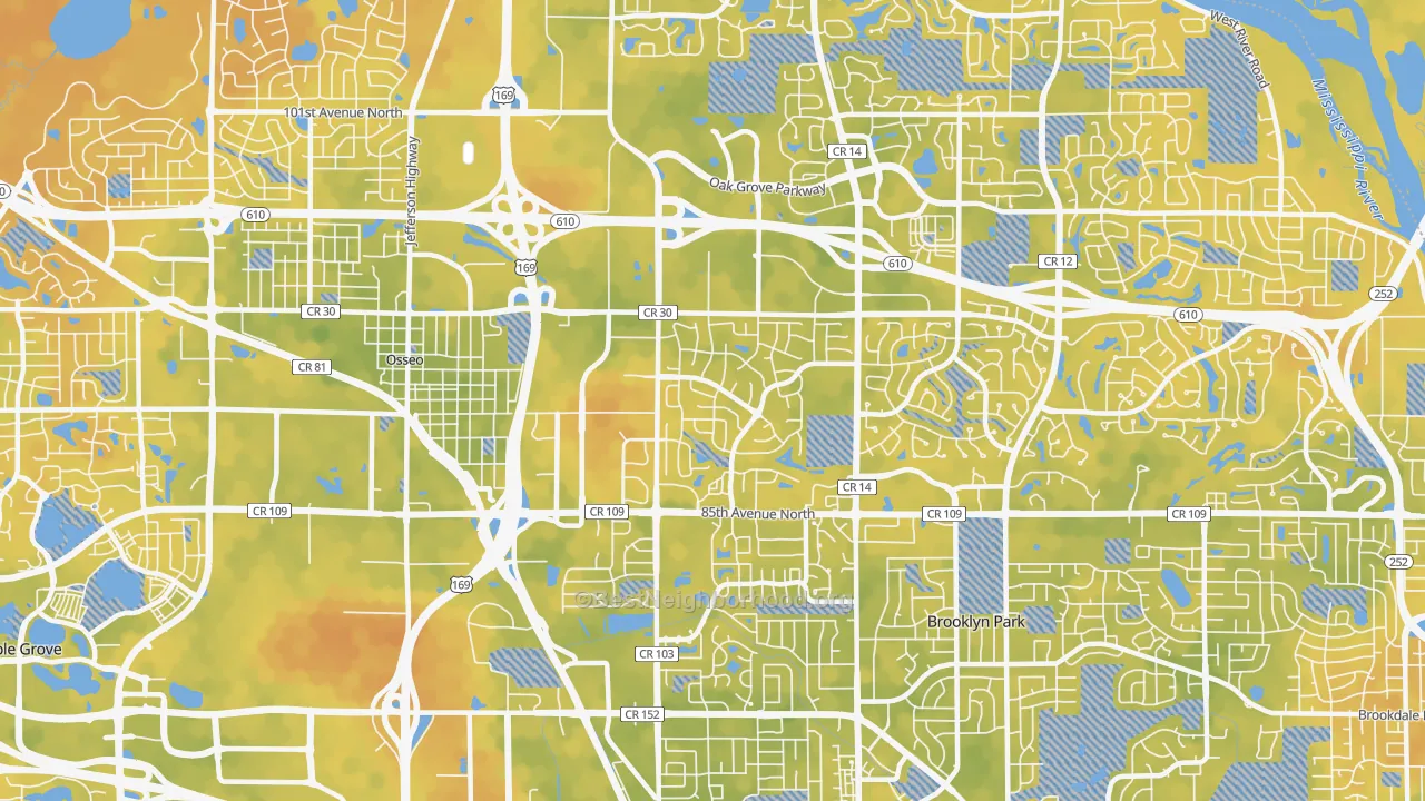Bike Grade map of 55445, MN