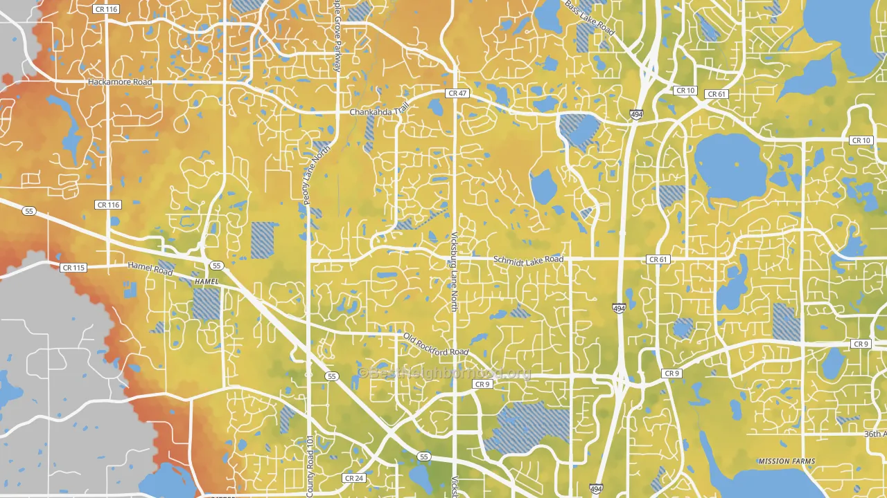 Bike Grade map of 55446, MN