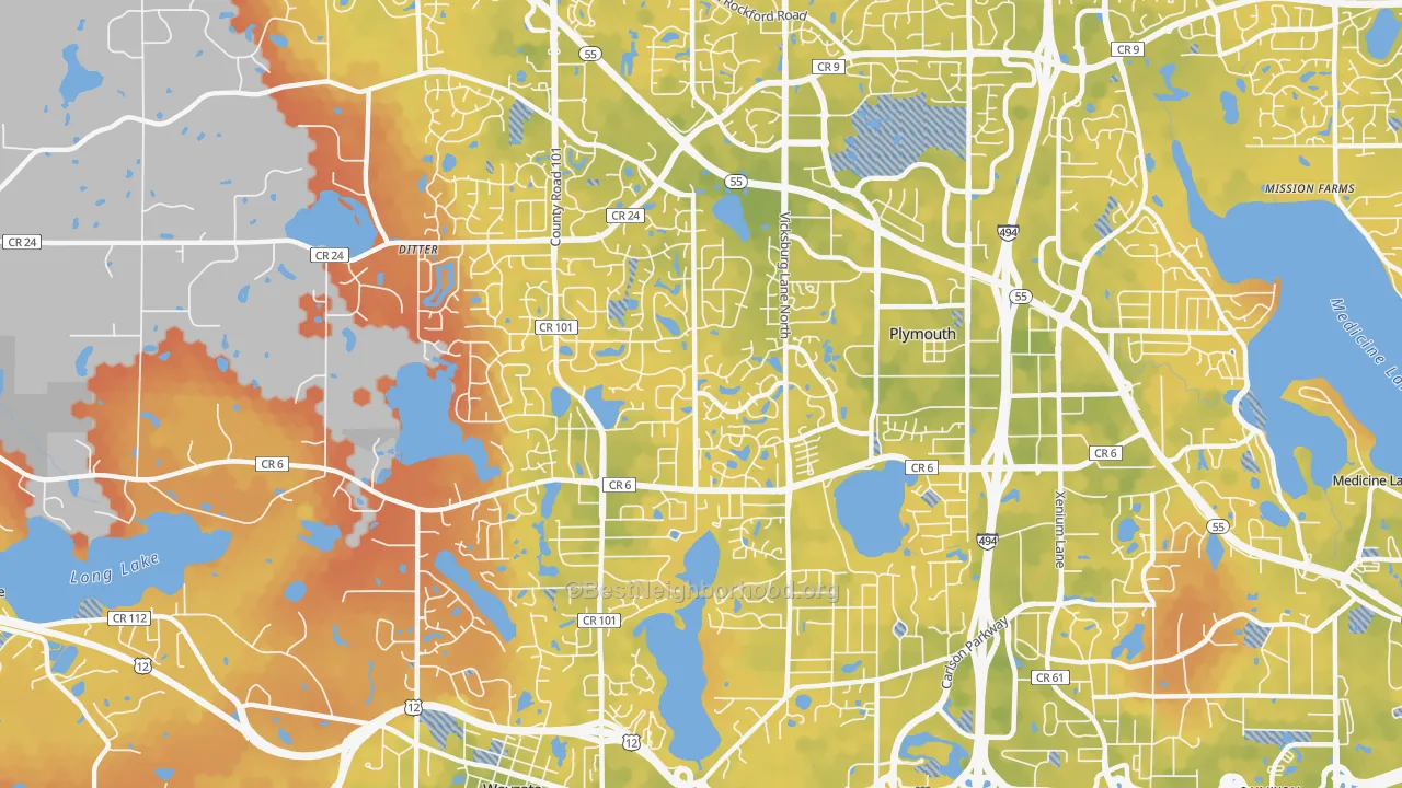 Bike Grade map of 55447, MN