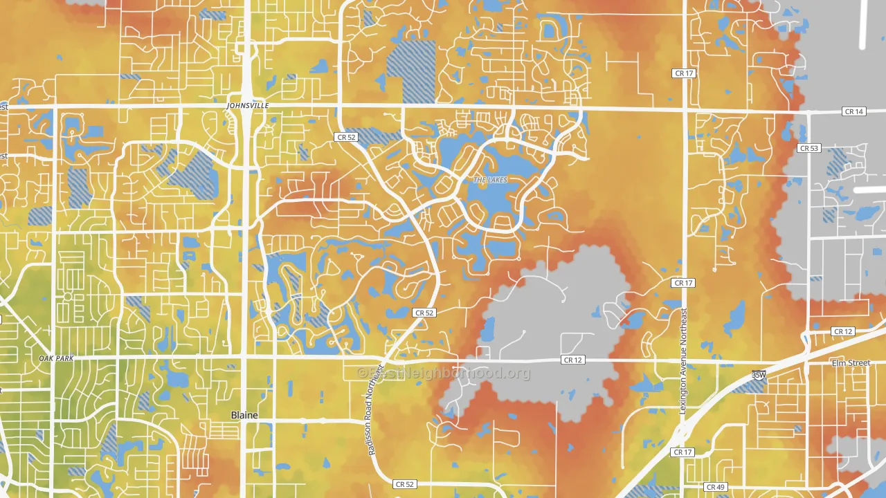 Bike Grade map of 55449, MN