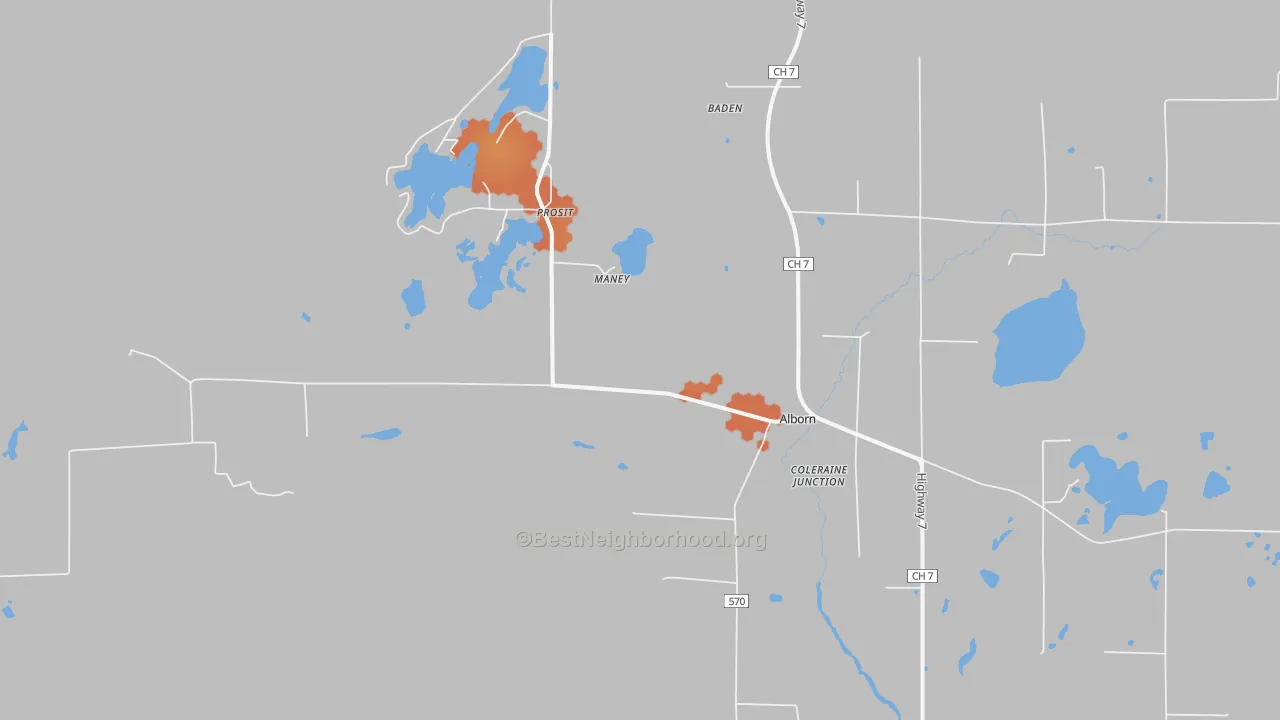 Bike Grade map of 55702, MN