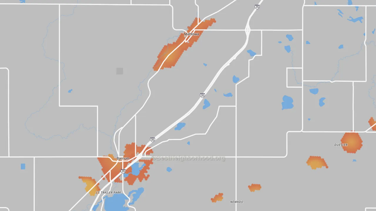 Bike Grade map of 55707, MN