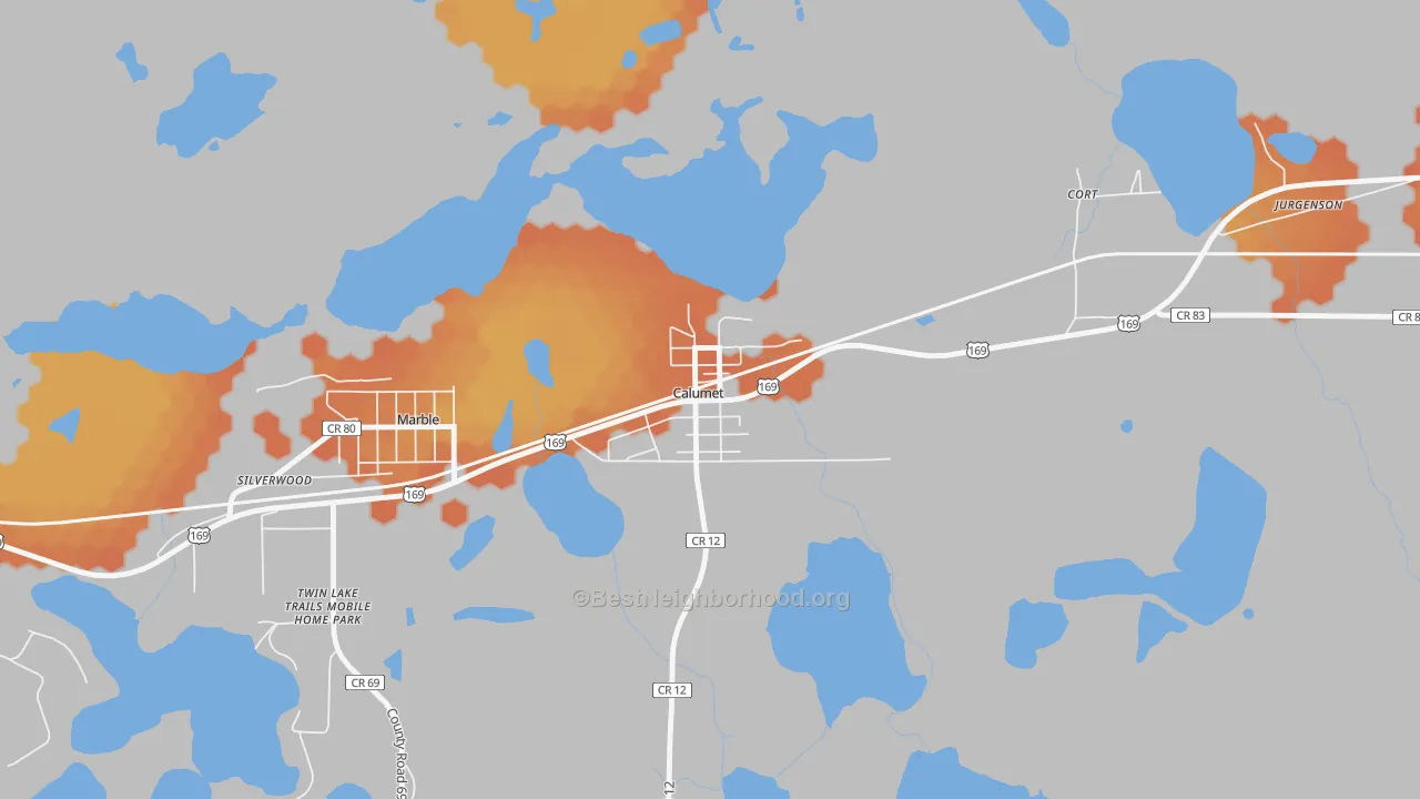 Bike Grade map of 55716, MN
