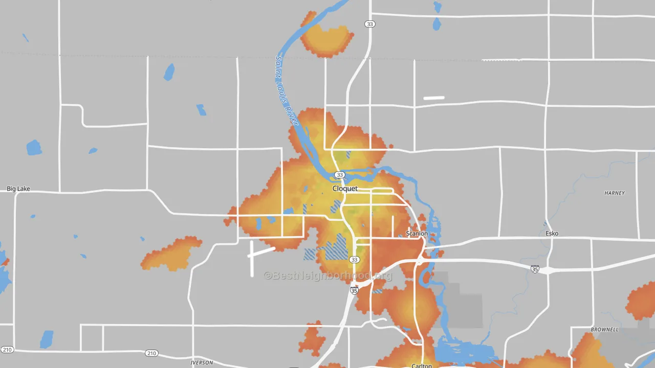 Bike Grade map of 55720, MN