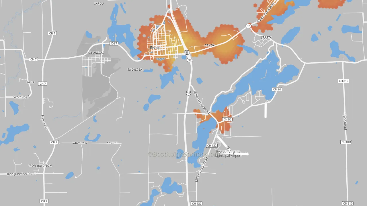 Bike Grade map of 55734, MN