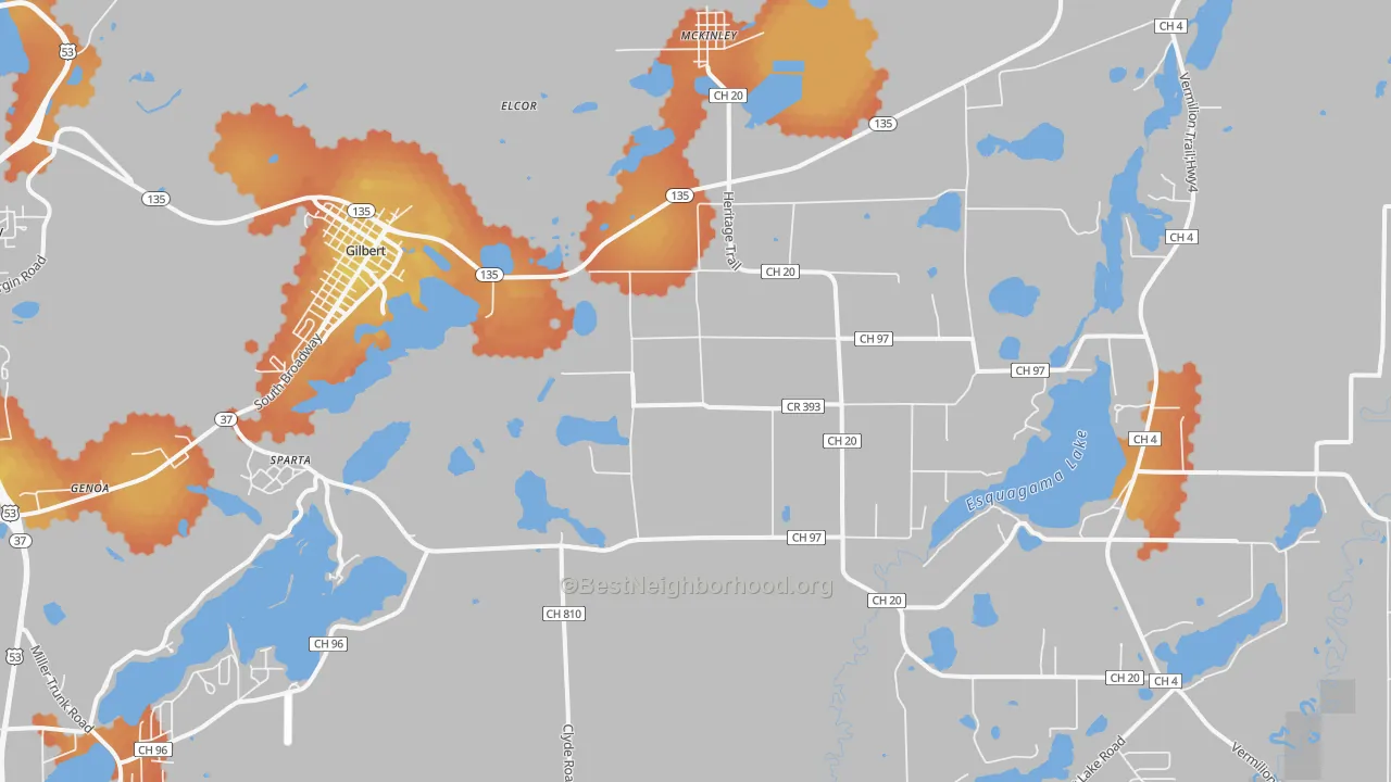 Bike Grade map of 55741, MN
