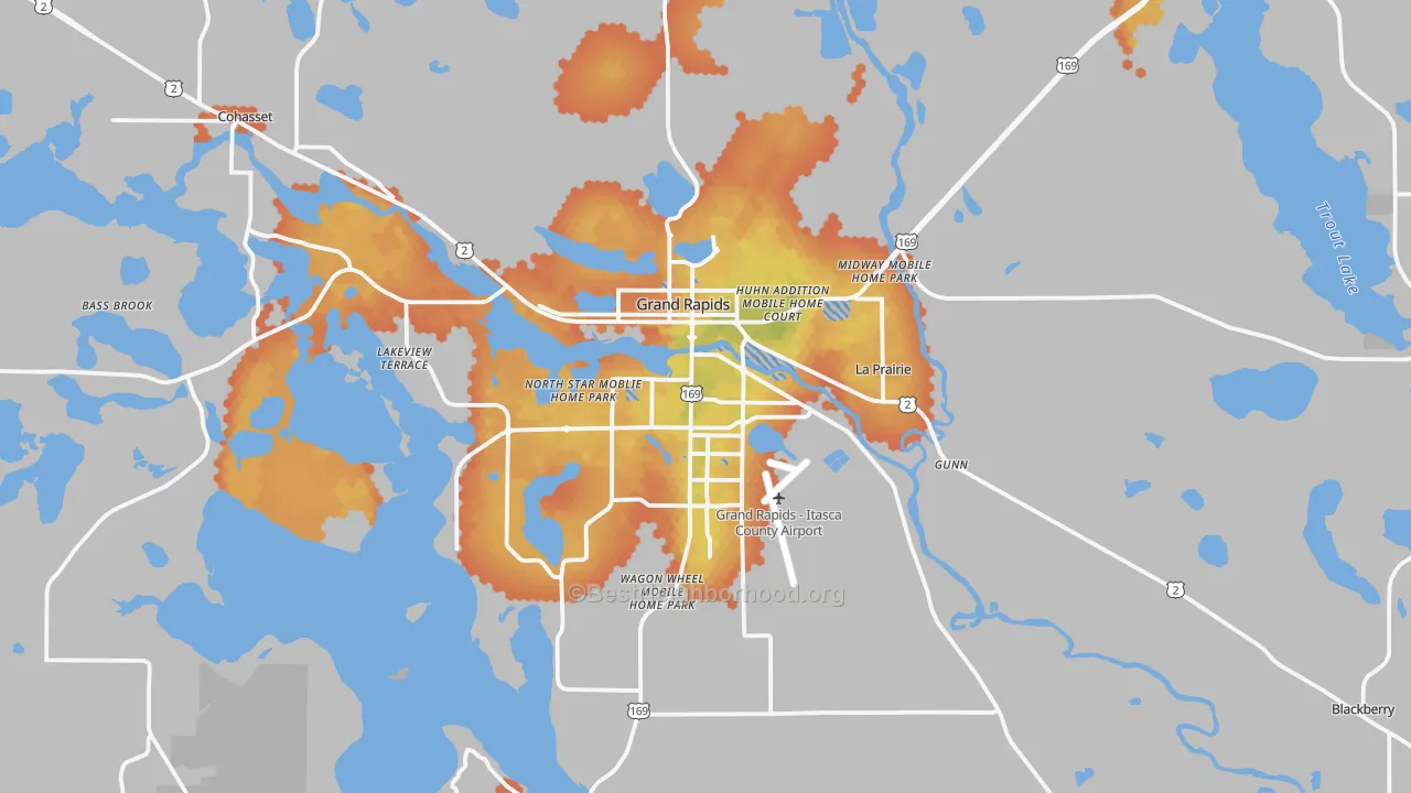 Bike Grade map of 55744, MN