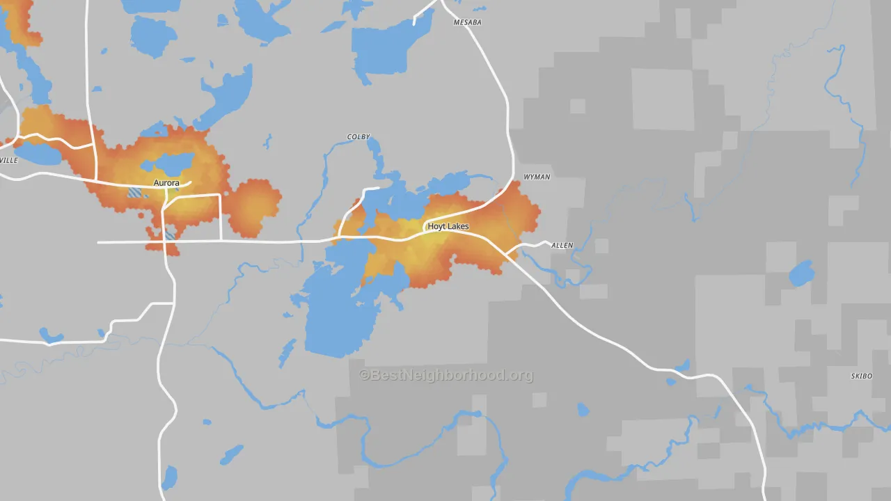 Bike Grade map of 55750, MN
