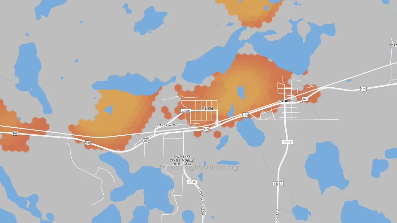 Bike Grade map of 55764, MN