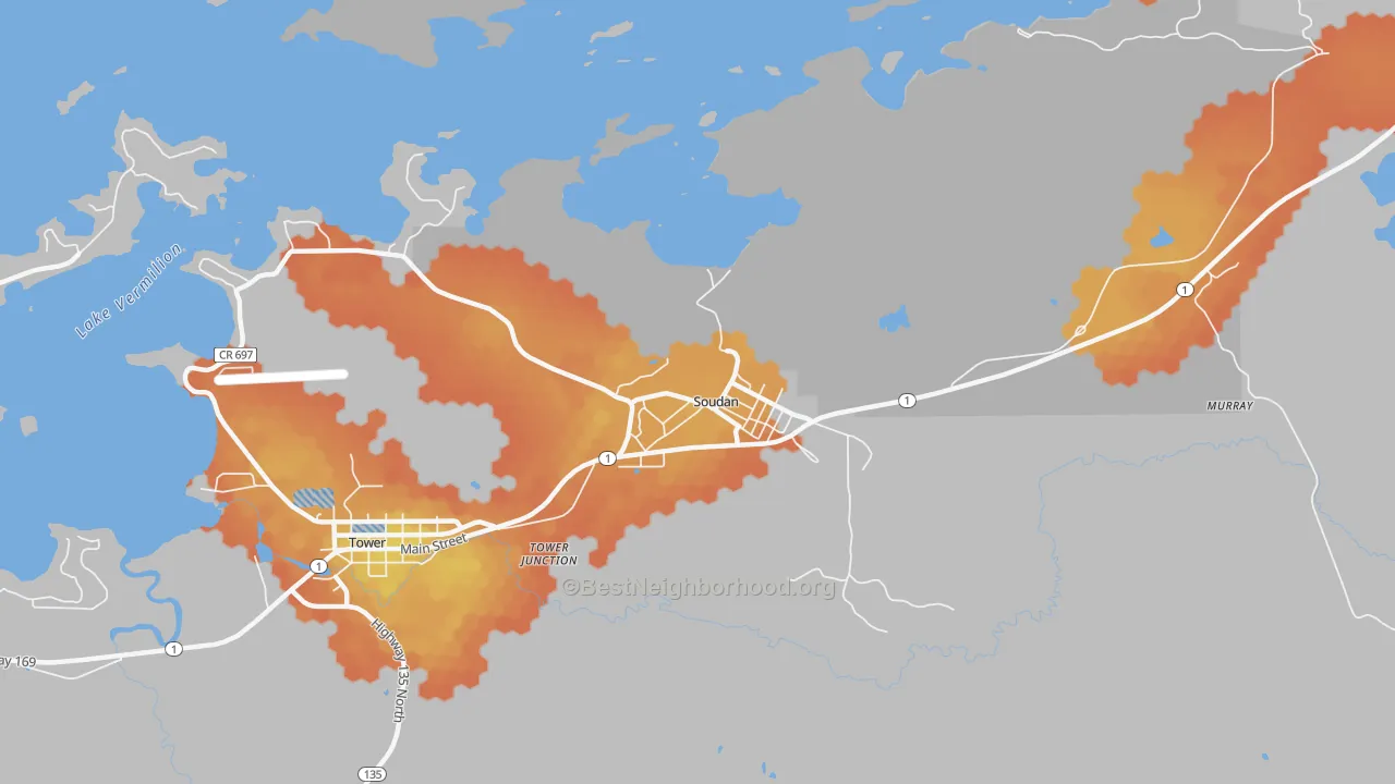 Bike Grade map of 55782, MN