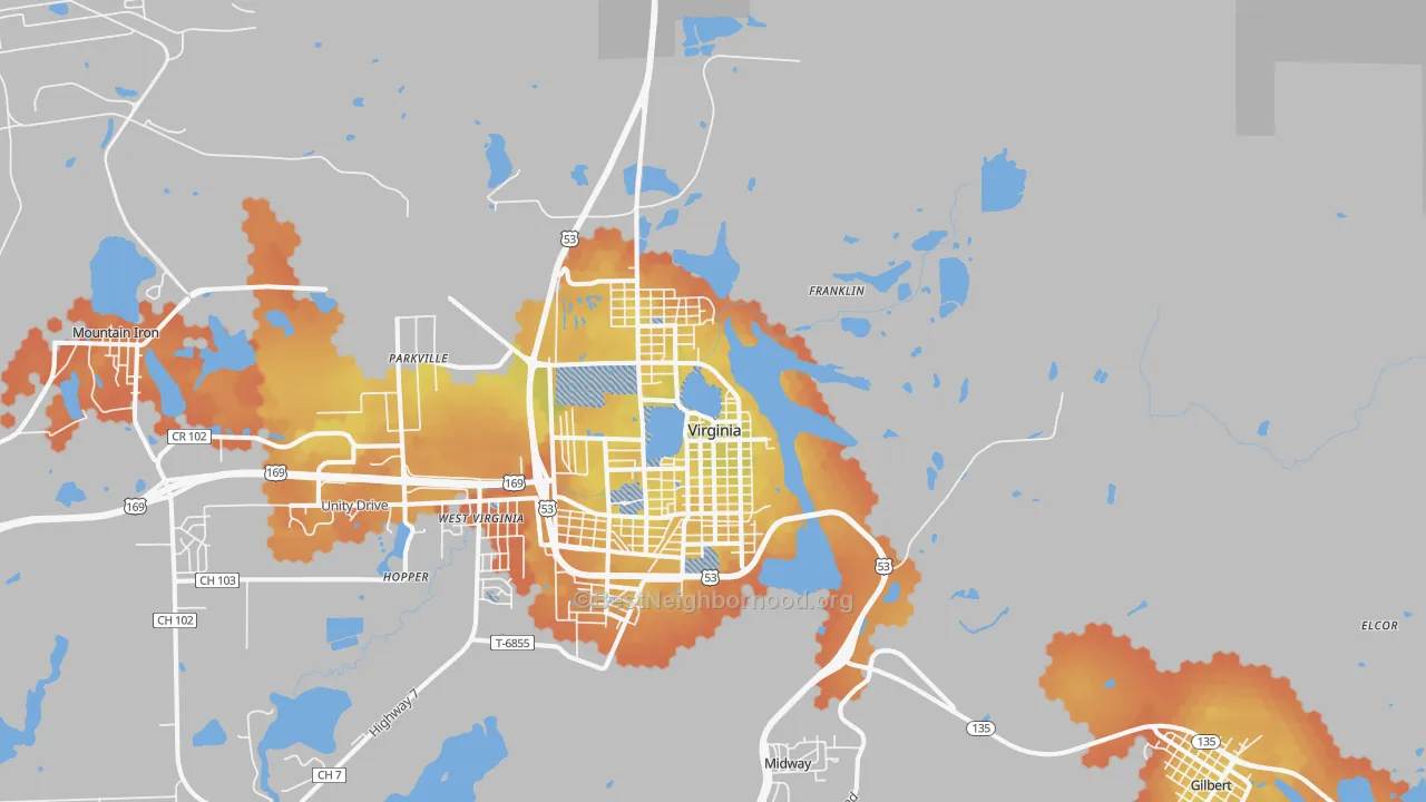 Bike Grade map of 55792, MN