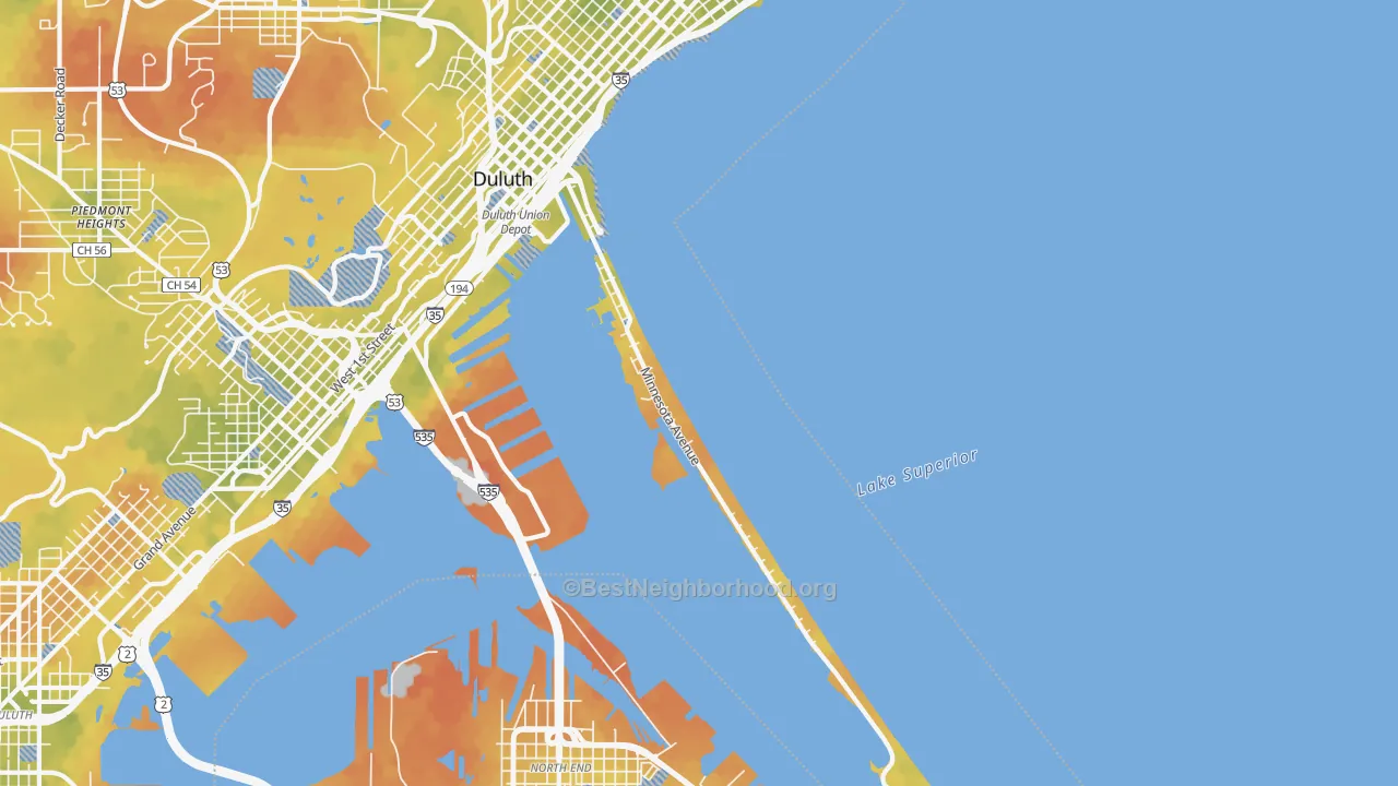 Bike Grade map of 55802, MN
