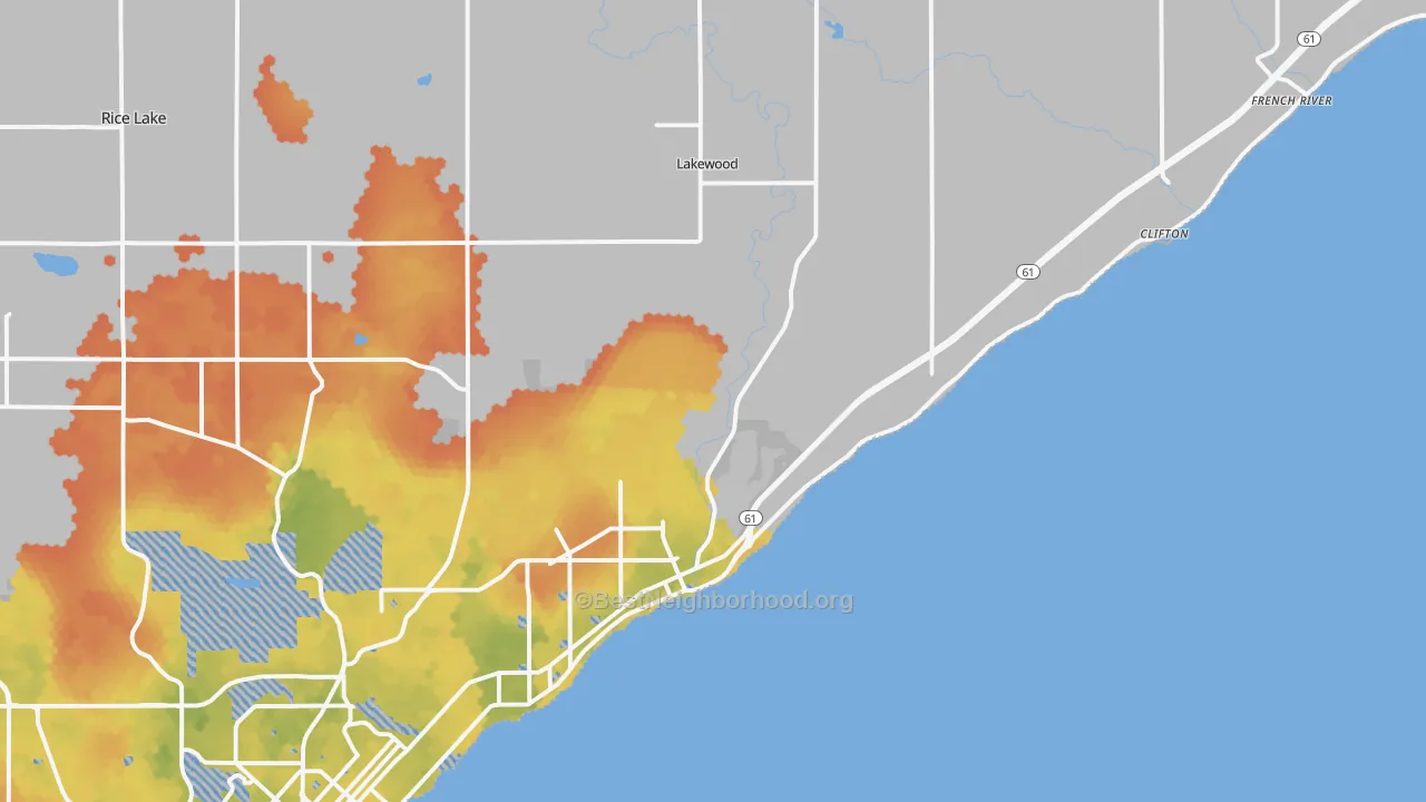 Bike Grade map of 55804, MN