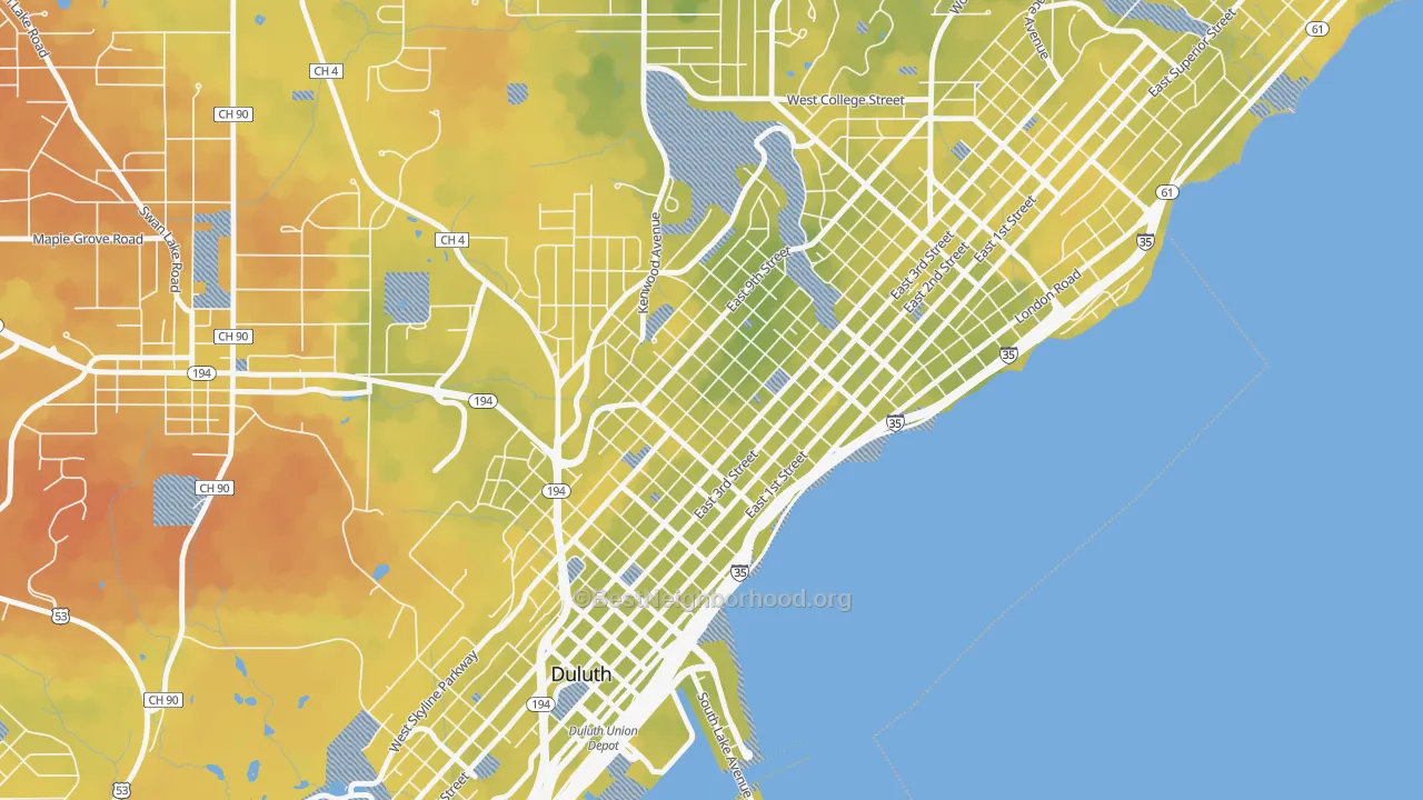 Bike Grade map of 55805, MN