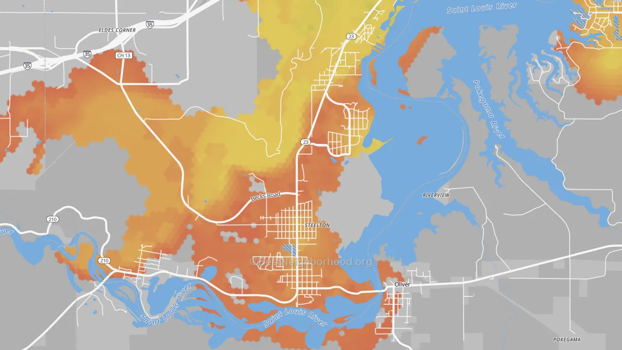 Bike Grade map of 55808, MN