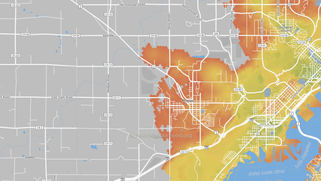 Bike Grade map of 55810, MN
