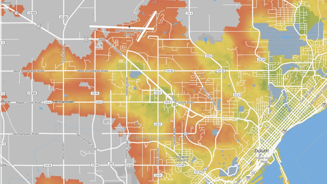 Bike Grade map of 55811, MN