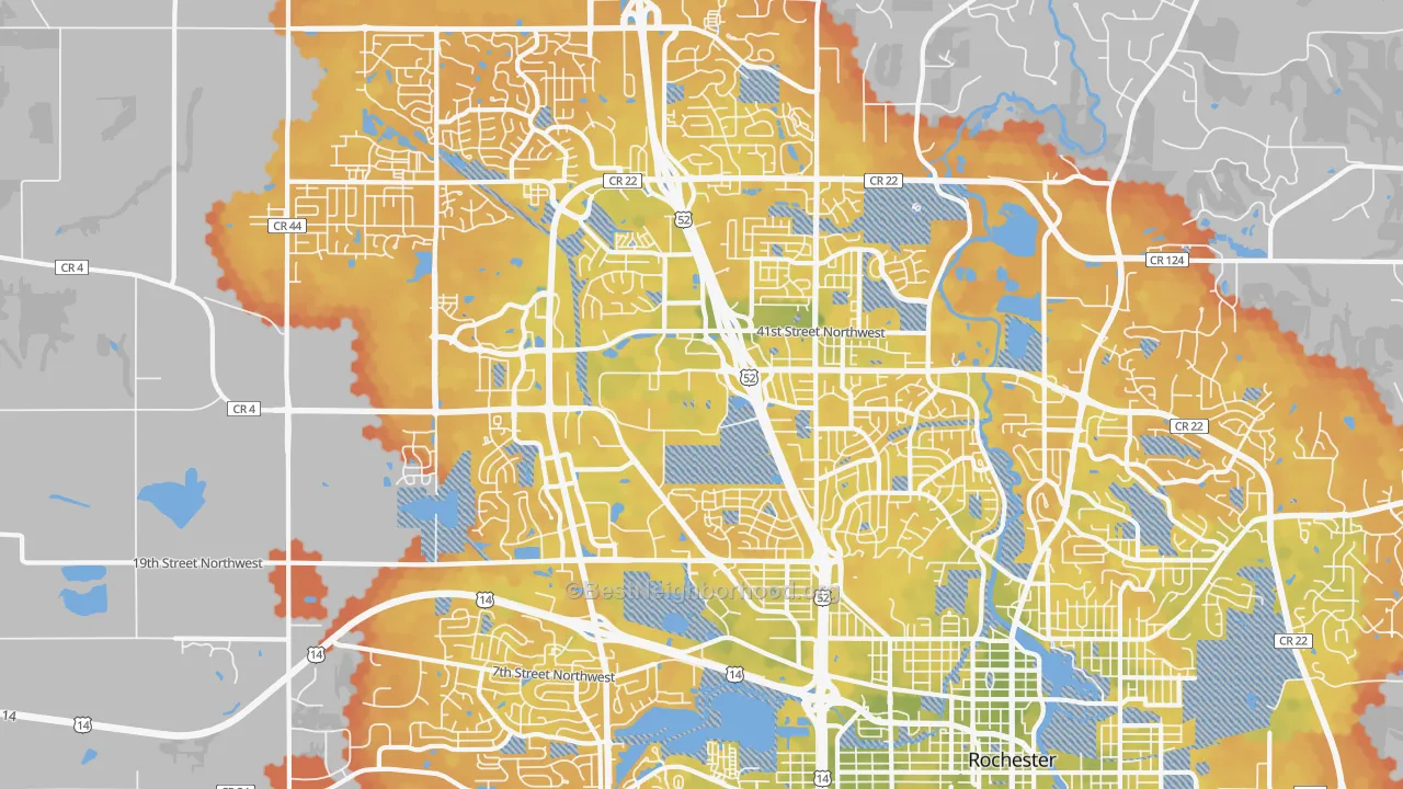 Bike Grade map of 55901, MN