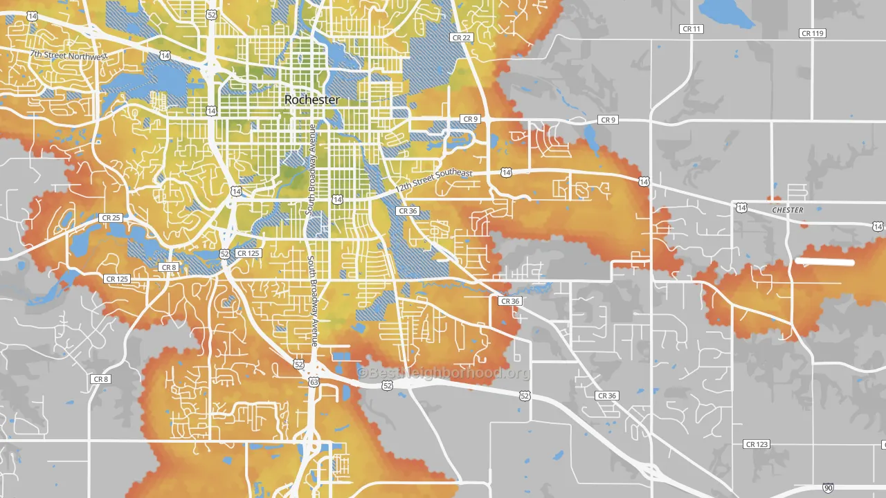 Bike Grade map of 55904, MN