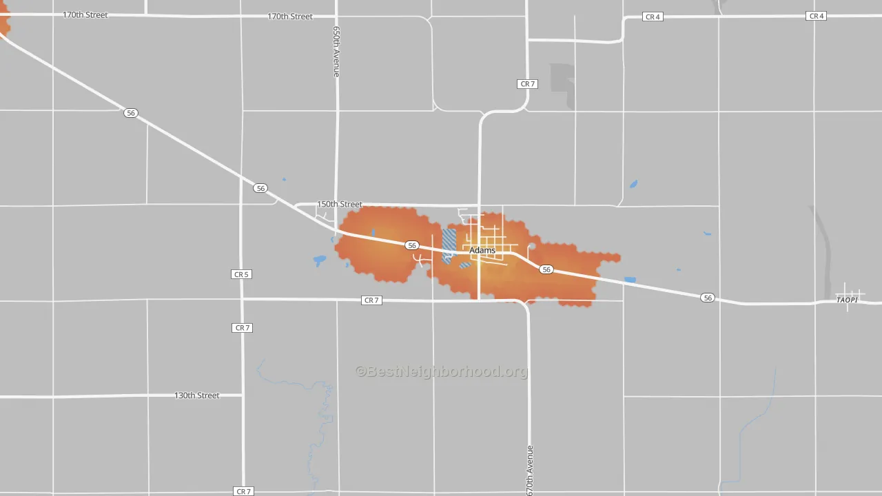 Bike Grade map of 55909, MN