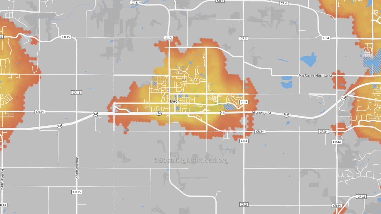 Bike Grade map of 55920, MN