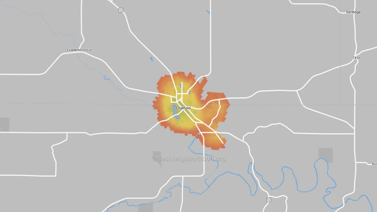 Bike Grade map of 55923, MN
