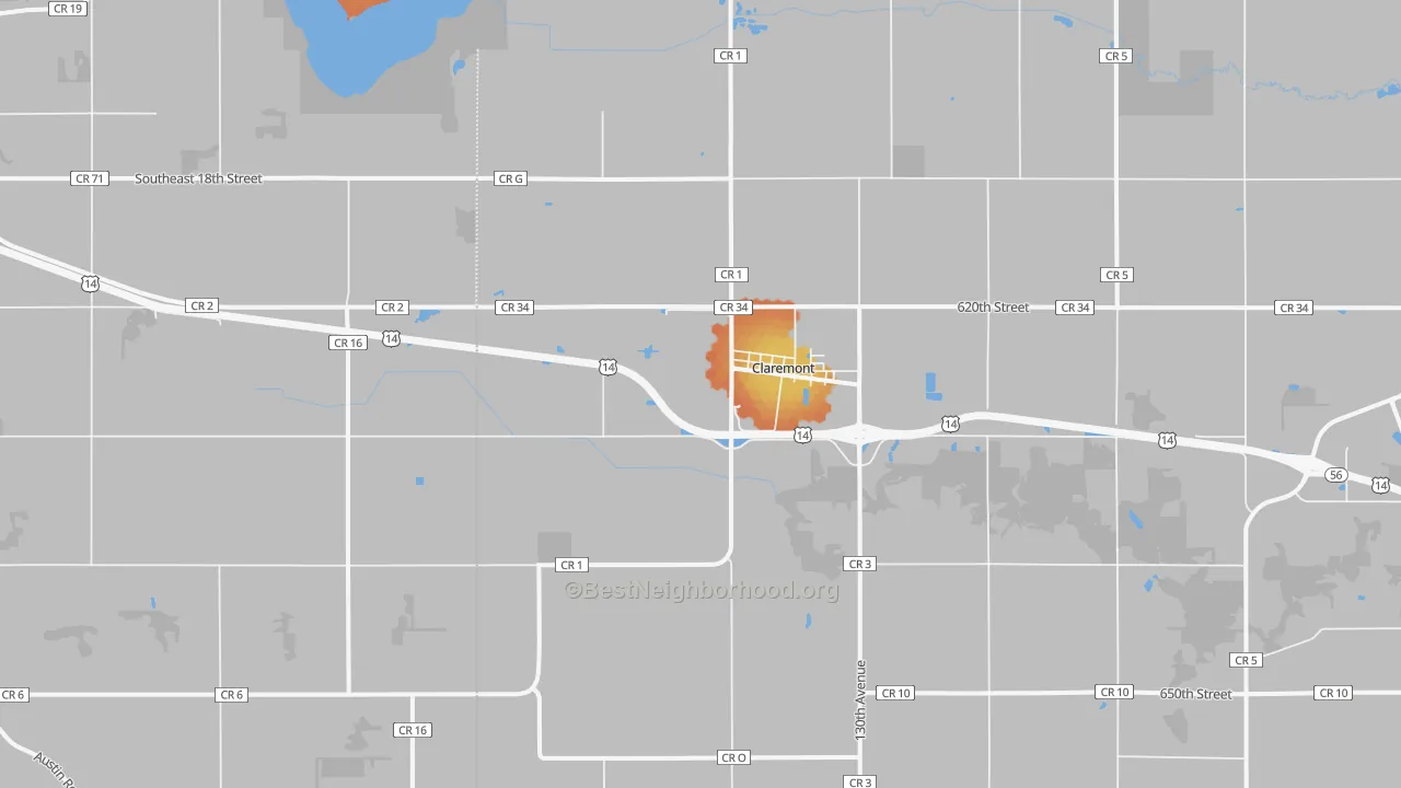 Bike Grade map of 55924, MN