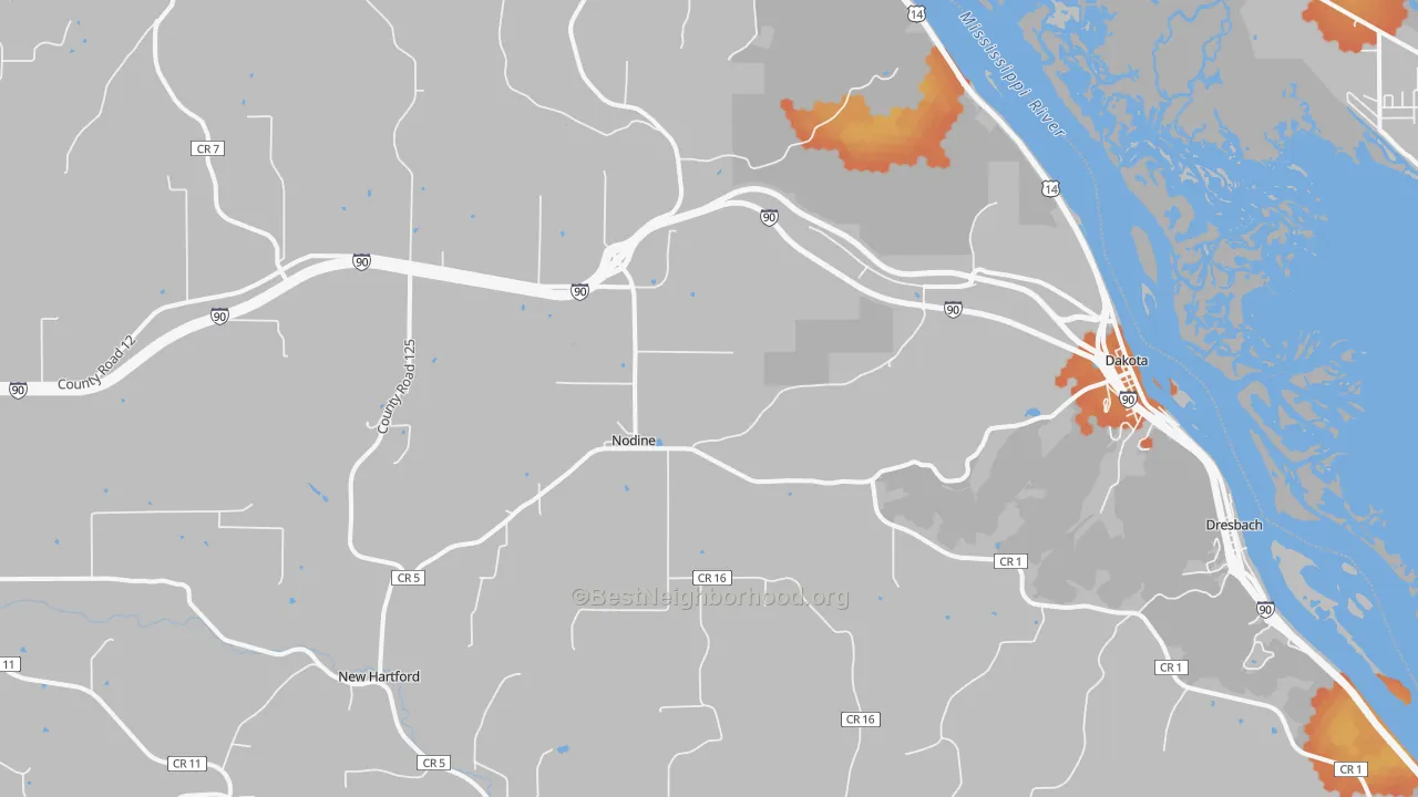 Bike Grade map of 55925, MN