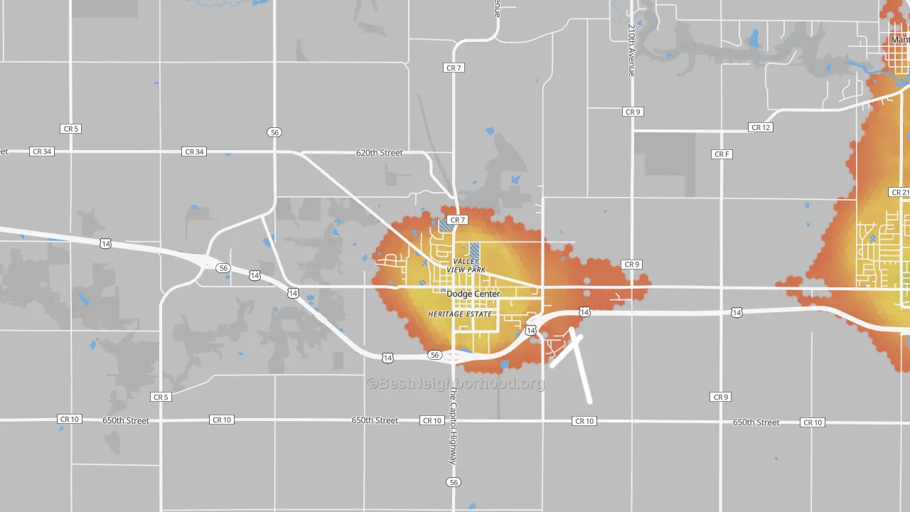 Bike Grade map of 55927, MN