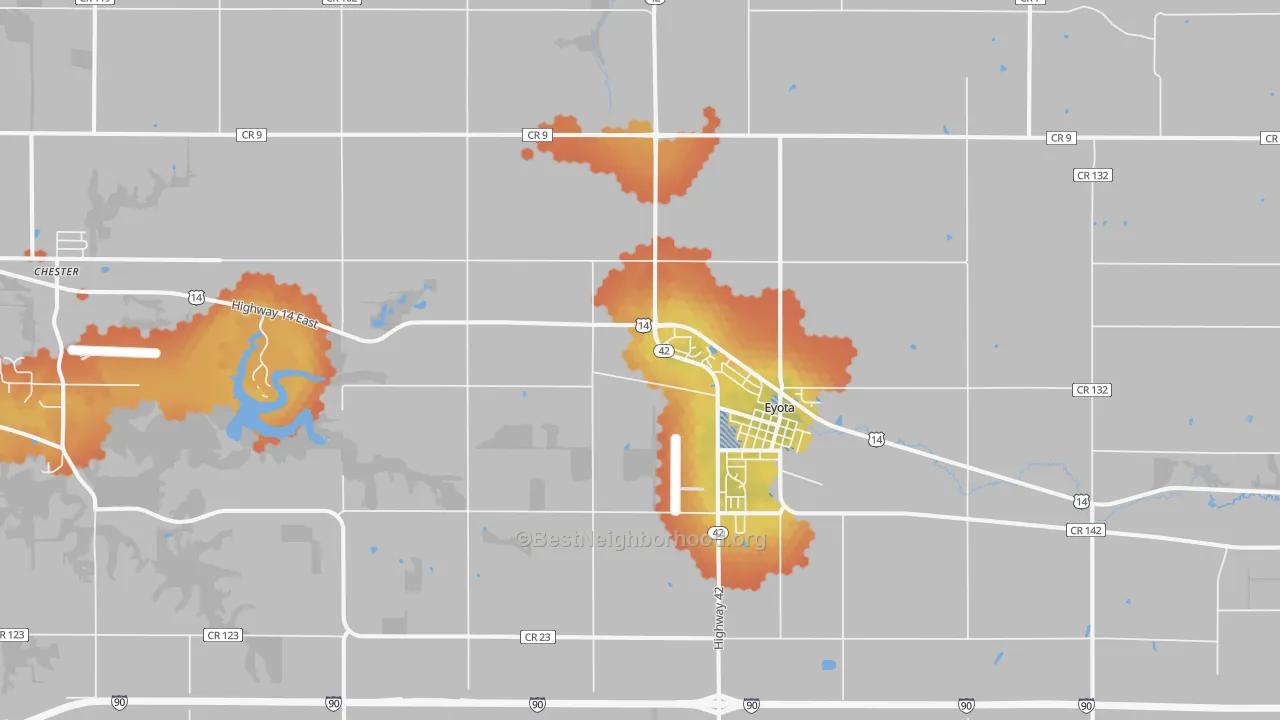Bike Grade map of 55934, MN